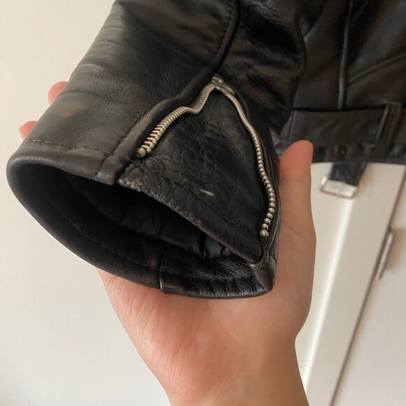 vintage LESCO Black Leather Jacket motorcycle preowned - Picture 12 of 16